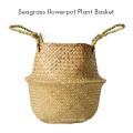 Household decor handmade seagrass belly basket / durable woven seagrass flower pot basket